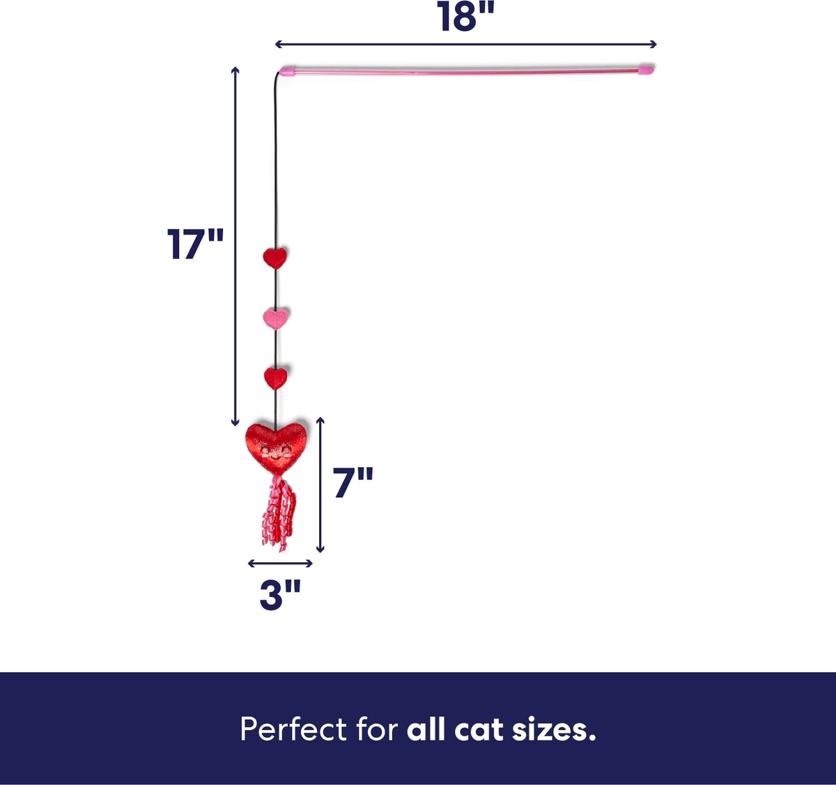 Valentine Hearts Teaser Wand Cat Toy with Silvervine & Catnip