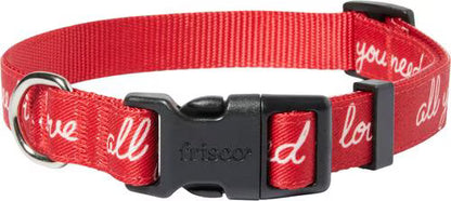 Valentine “All You Need Is Love” Dog Collar – Medium, Adjustable 14–20 Inch Neck