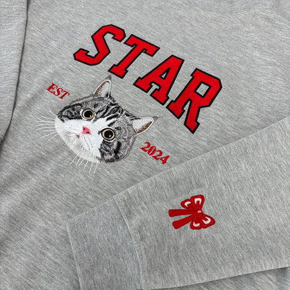 Personalized Embroidered Pet Face & Name Sweatshirt – Custom Keepsake Gift for Pet Lovers