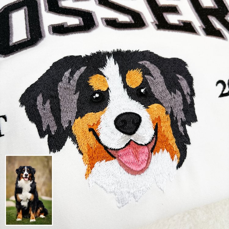 Personalized Embroidered Pet Face & Name Sweatshirt – Custom Keepsake Gift for Pet Lovers