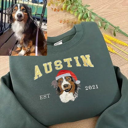 Personalized Embroidered Pet Face & Name Sweatshirt – Custom Keepsake Gift for Pet Lovers