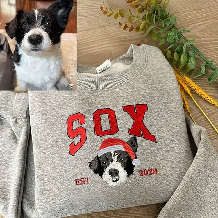 Personalized Embroidered Pet Face & Name Sweatshirt – Custom Keepsake Gift for Pet Lovers