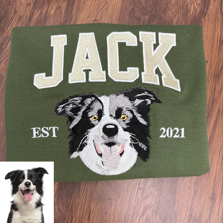 Personalized Embroidered Pet Face & Name Sweatshirt – Custom Keepsake Gift for Pet Lovers