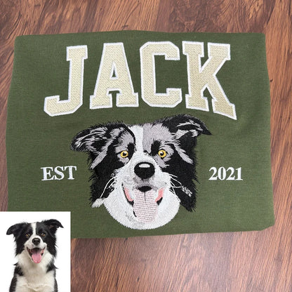 Personalized Embroidered Pet Face & Name Sweatshirt – Custom Keepsake Gift for Pet Lovers