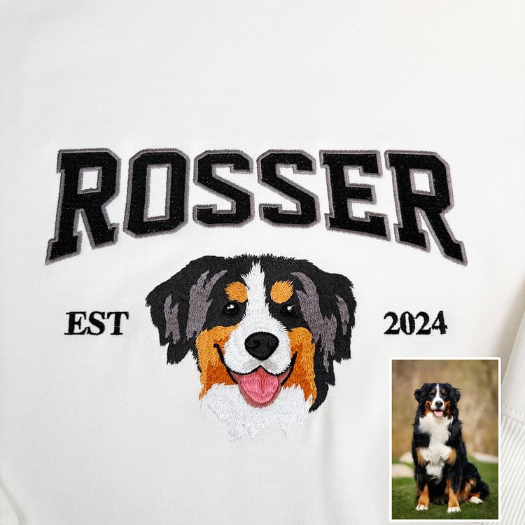 Personalized Embroidered Pet Face & Name Sweatshirt – Custom Keepsake Gift for Pet Lovers