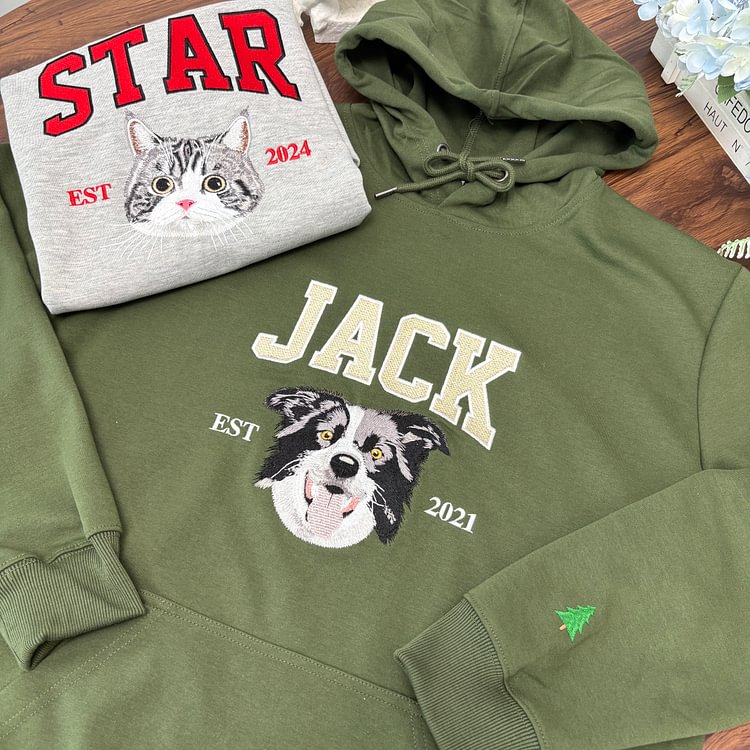 Personalized Embroidered Pet Face & Name Sweatshirt – Custom Keepsake Gift for Pet Lovers
