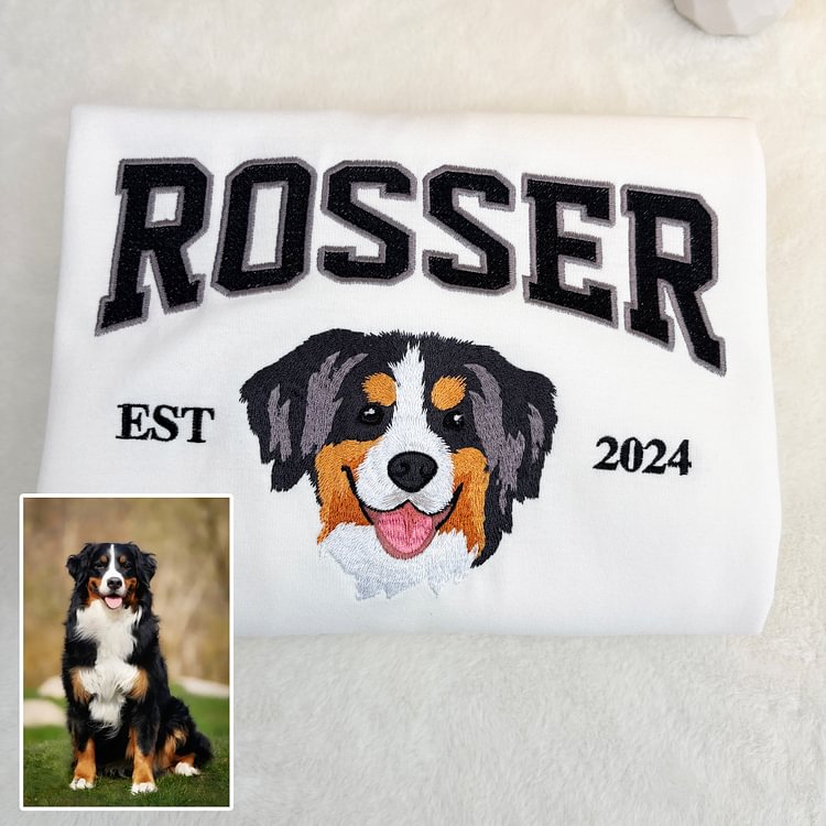 Personalized Embroidered Pet Face & Name Sweatshirt – Custom Keepsake Gift for Pet Lovers
